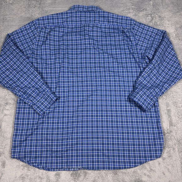 L.L.Bean Mens XXL Regular Fit Blue Plaid Button Down Long Sleeve Shirt - Picture 3 of 8